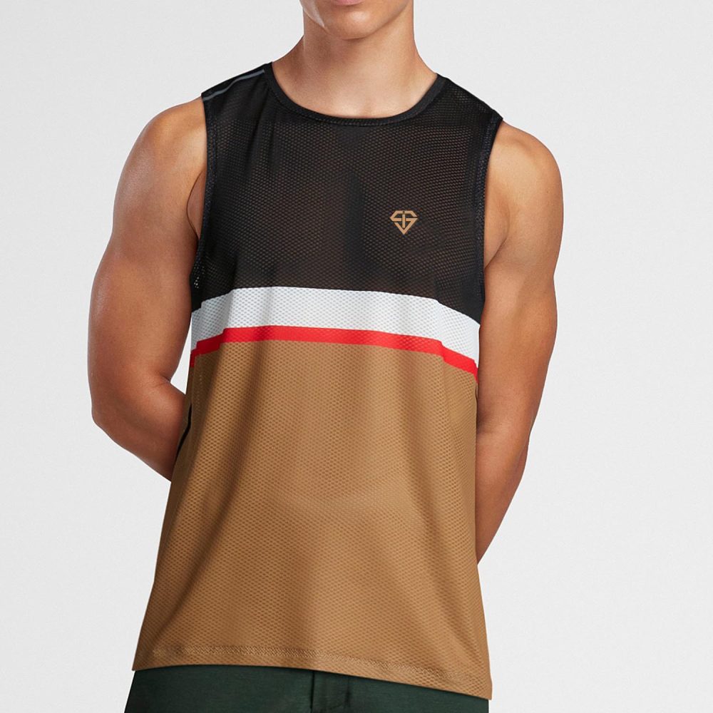 Functional jersey striped tank top