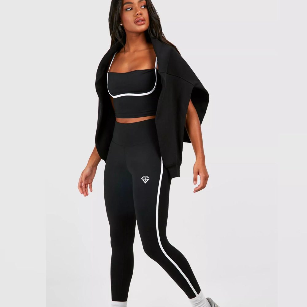 Comtrast Seamless Contour Rib Yoga Suit